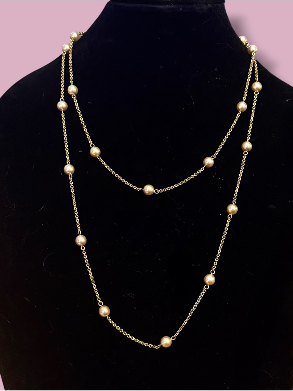 Nolan Miller gold tone station pearl necklace